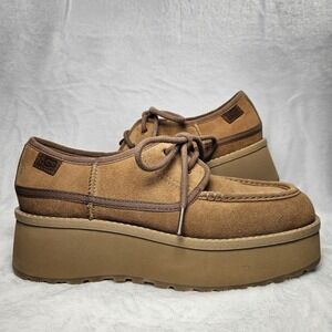 New UGG Cityfunc Lace Platform Sneakers Chestnut Suede Women's 8 (Tiny Defect)